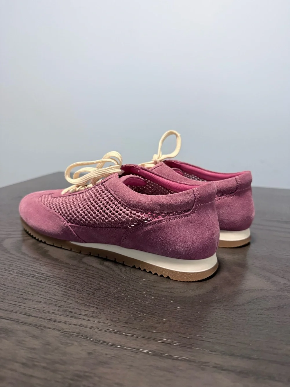 Seychelles Naples Sneakers Women’s 9 Mauve Pink Suede Mesh Lace Up Shoes NWB